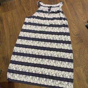 Stripe lace sleeveless babydoll dress  summer flowy beach vacation dress.‎